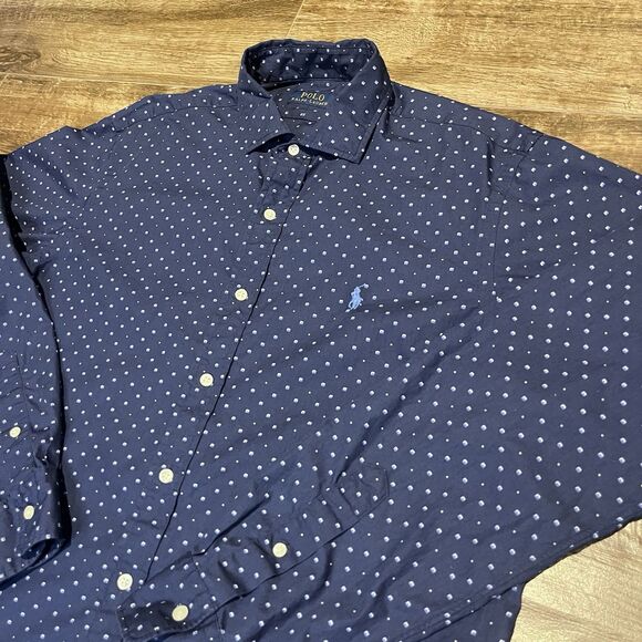 Polo Ralph Lauren Shirt Mens Large Long Sleeve Button Down Geometric Print Pony - Picture 1 of 8